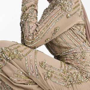 Embellished Beige and Gold Dress